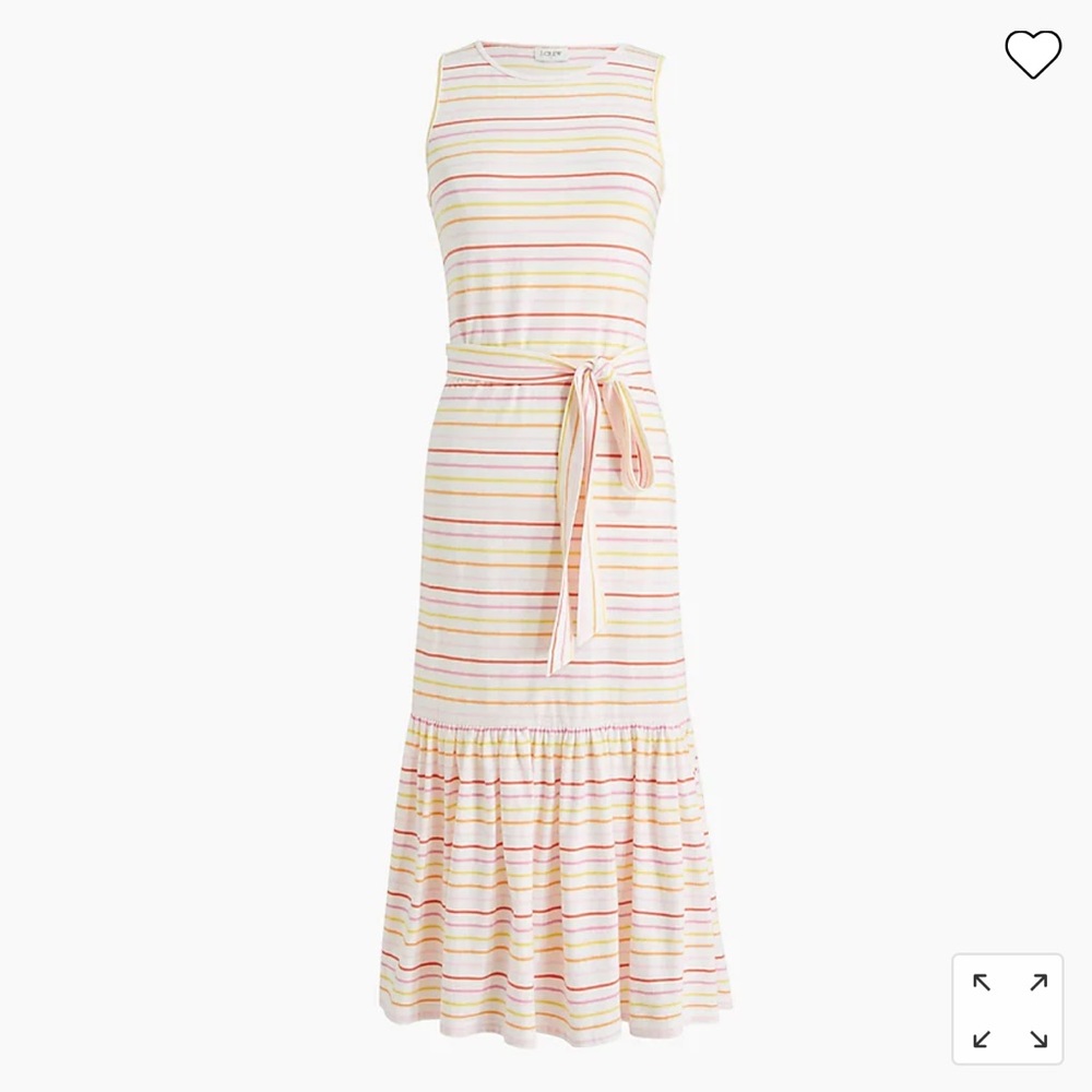 Striped knit tie waist midi jcrew dress large